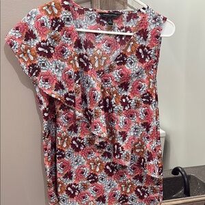 Banana Republic Pink and Black Asymmetrical Sleeveless Blouse